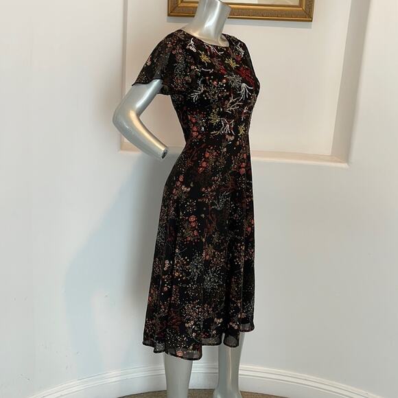 ModCloth Fit & Flare Midi Dress Floral Sequined S - Picture 3 of 11